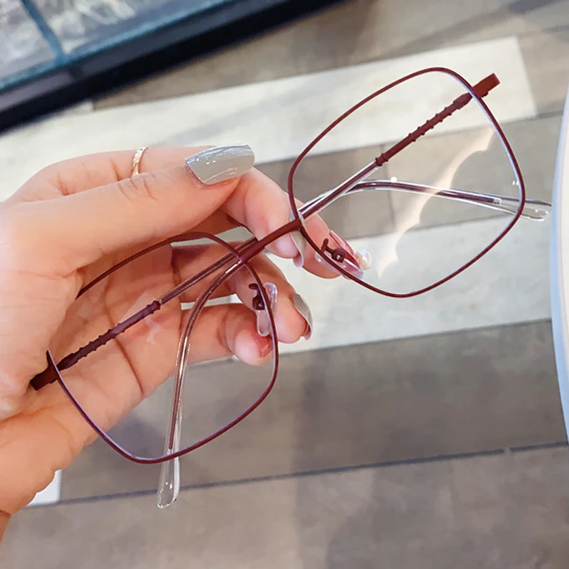 

Super Light Alloy Square Clear Lens Glasses Frame For Women Vintage Black Pink Myopia Eyeglasses Men Metal Shades Transparent