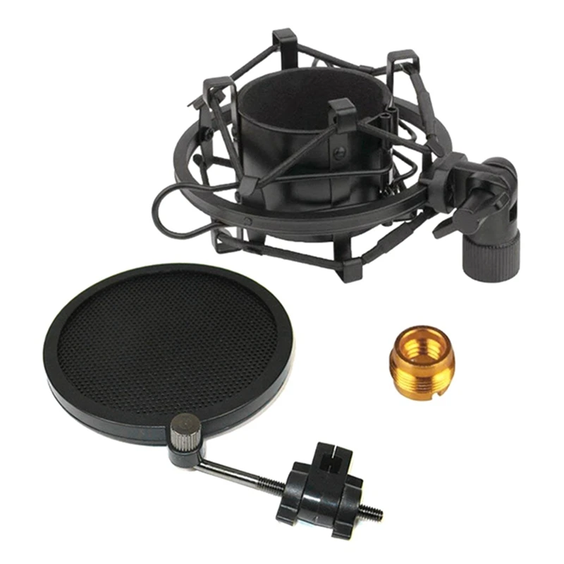 MOOL Microphone Shock Mount with Double Mesh Filter Adjustable Anti Vibration High Isolation Metal Mic Holder Clip | Электроника