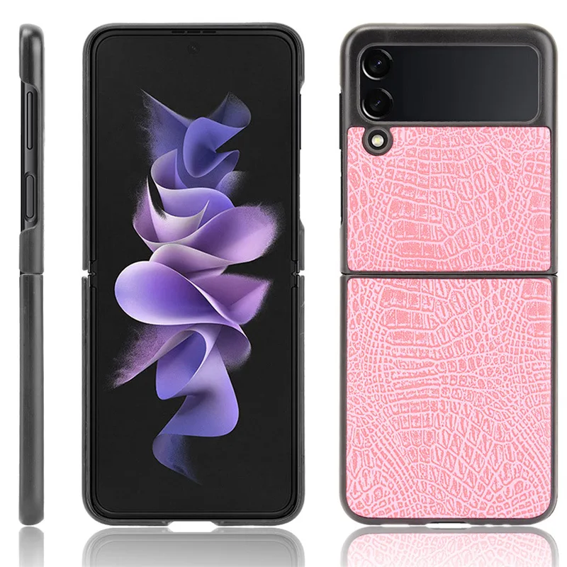Crocodile pattern case for Samsung Galaxy Z Flip 3 5G Cover Anti-knock luxury PC Cases for Flip3 5G