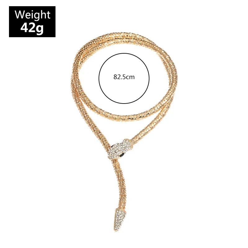 Ожерелье в стиле панк и ретро под змеиную кожу золотого цвета длинное колье