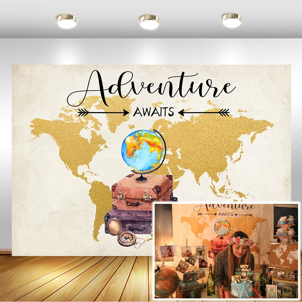 Neoback карта мира Путешествия Фото фон Глобус Приключения ребенок День рождения