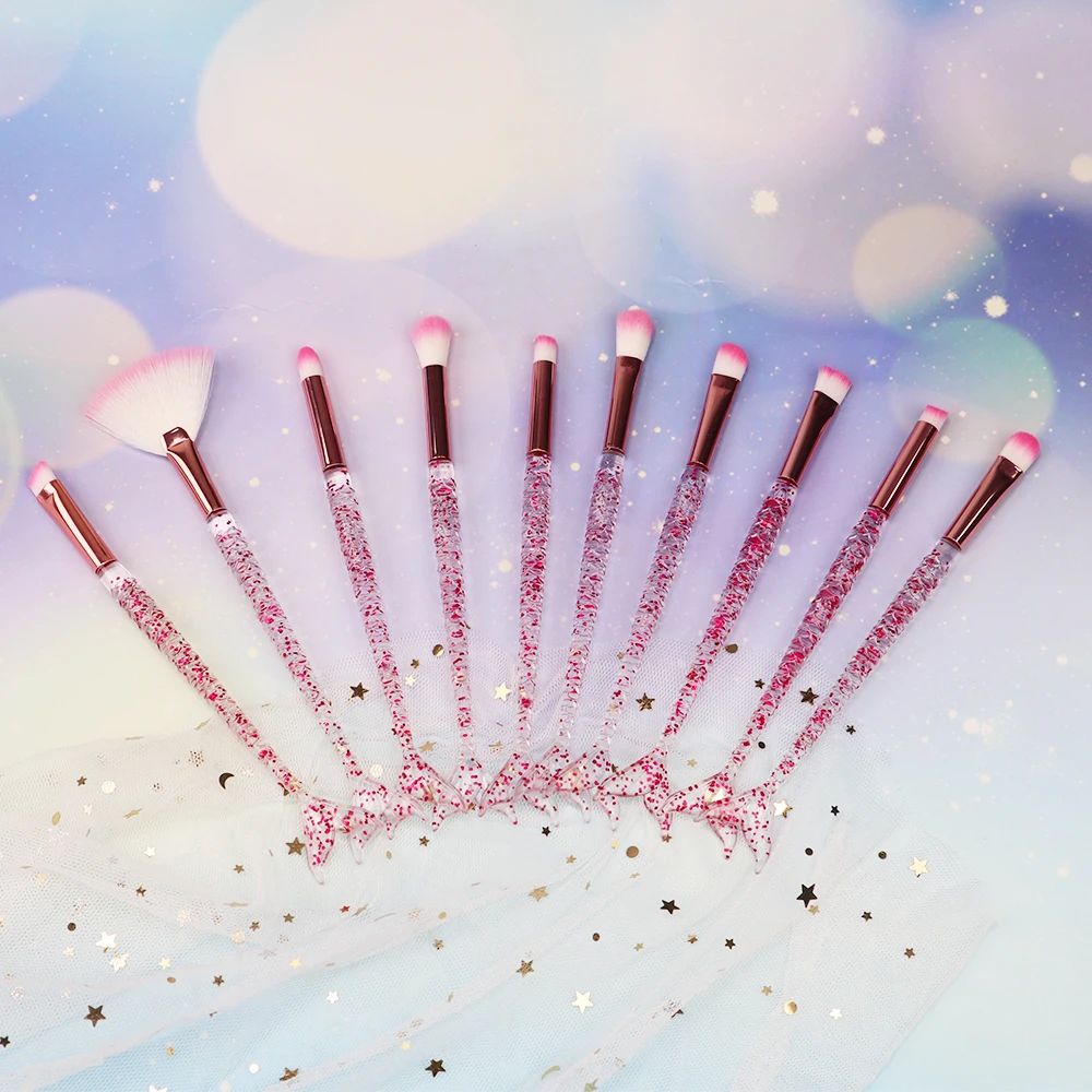 Набор розовых кистей для макияжа русалка 10 шт. | Красота и здоровье