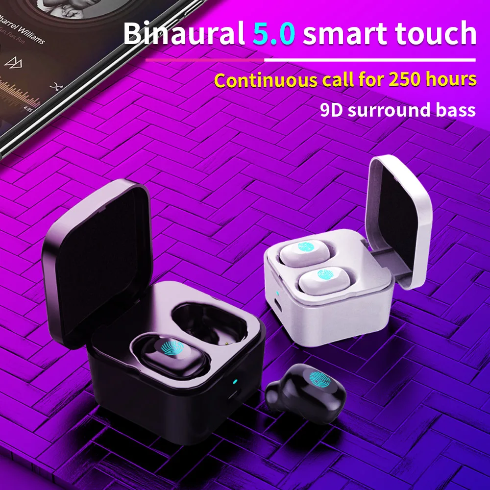 TWS 5 0 Bluetooth наушники беспроводные с сенсорным управлением спортивные басы