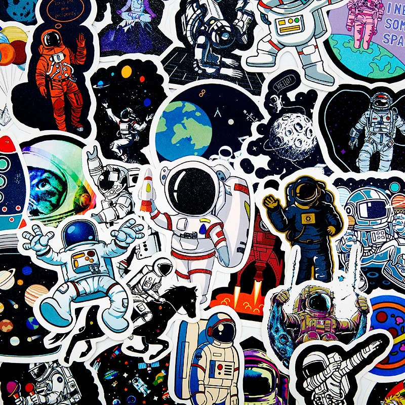 50 Uds. Pegatinas espaciales de nave espacial, pegatinas de alien&iacute;gena para monopat&iacute;n, port&aacute;til, coche, estilismo de equipaje, vinilo, pegatinas impermeables-4