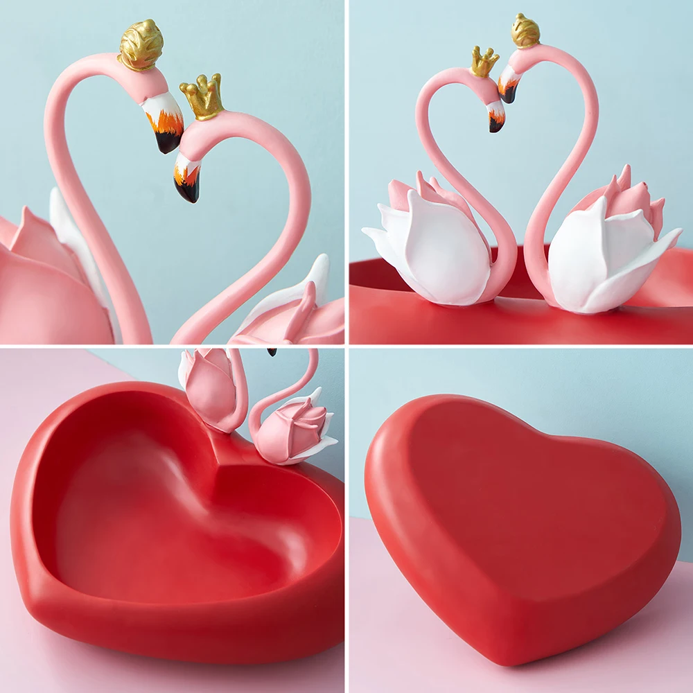

Nordic Resin Swan Figurine Heart-shaped Desk Organizer Storage Box Home Office Storage Home Living Room Decoration Accessories