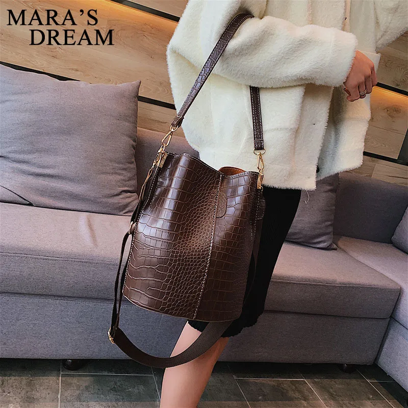 

Mara's Dream Crocodile Crossbody Bag For Women Shoulder Bag Brand Designer Women Bags Luxury PU Leather Bag Bucket Bag Handbag
