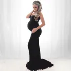 Для женщин беременных Подставки для фотографий Беременность летнее Платье с открытыми плечами Одежда для беременных с длинными рукавами, Платье с принтом для беременных Для женщин; Платье