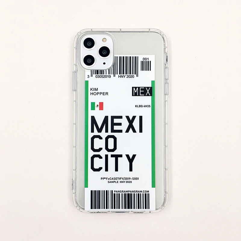 Mexico Горячая Распродажа, американский городской ярлык, штрих-код, чехол для телефона, для iPhone X, XS, 11 Pro, MAX, XR, 6s, 7, 8 plus, простая буква, Нью-Йорк, прозрачный силиконовый чехол - Цвет: Mexico