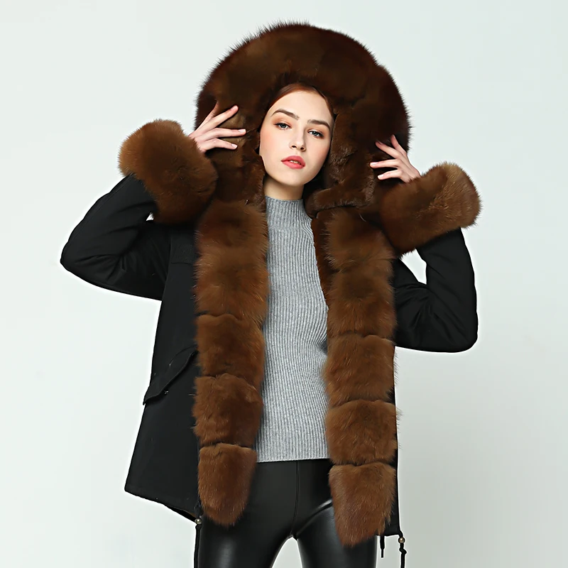 OFTBUY, парка, зимняя куртка для женщин, большой натуральный Лисий мех, воротник, теплая Толстая парка, верхняя одежда, зимнее пальто, женское меховое пальто
