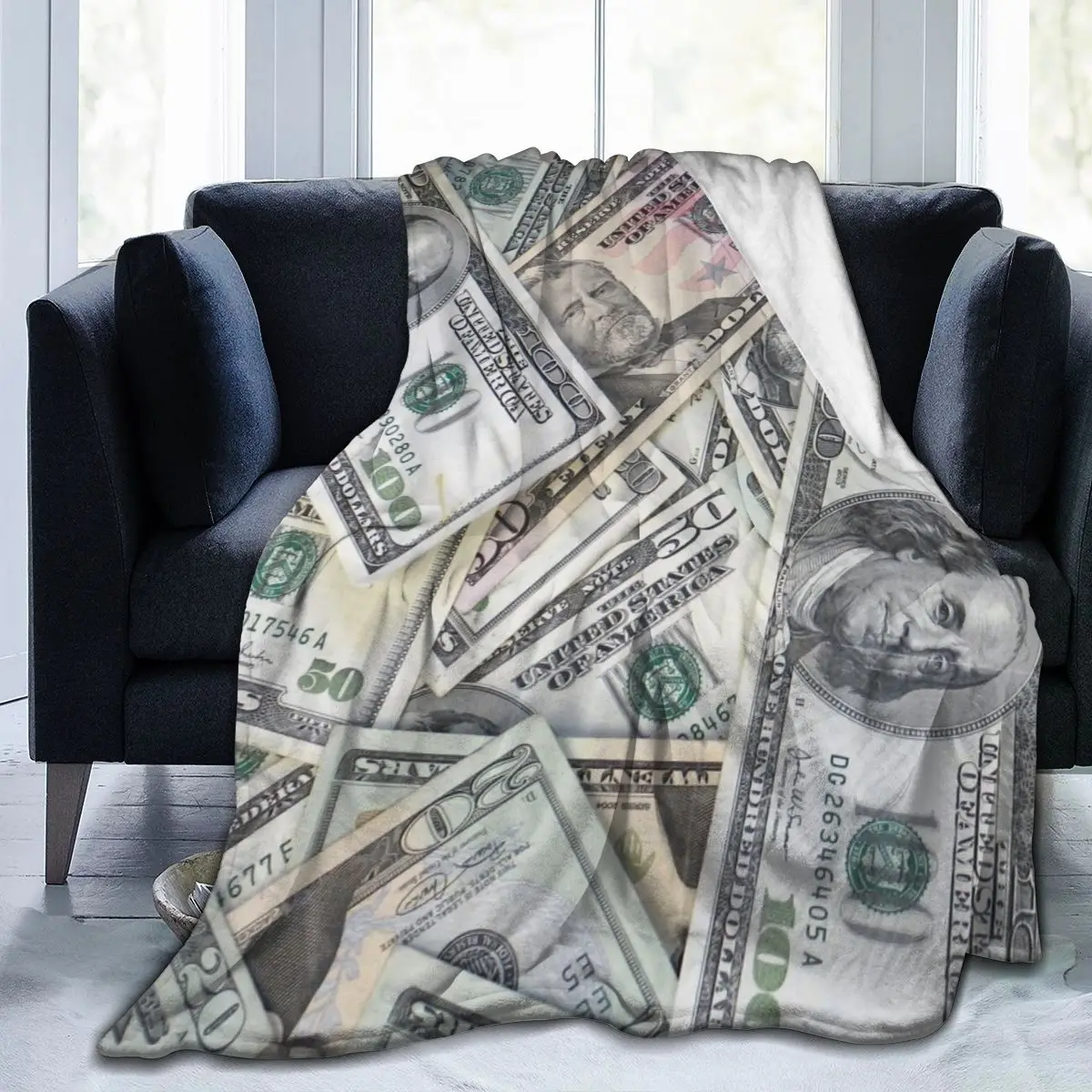 

Новое фланелевое одеяло с 3D персонализированным принтом банкнот, простыня, мягкое одеяло, покрывало для кровати, домашний текстиль, украшен...