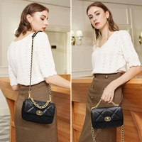 LAORENTOU Womens Bag Cow Leather Diamond Lattice Crossbody Bag Chain Female Small Flap Shoulder Bag Lady Purse Gift