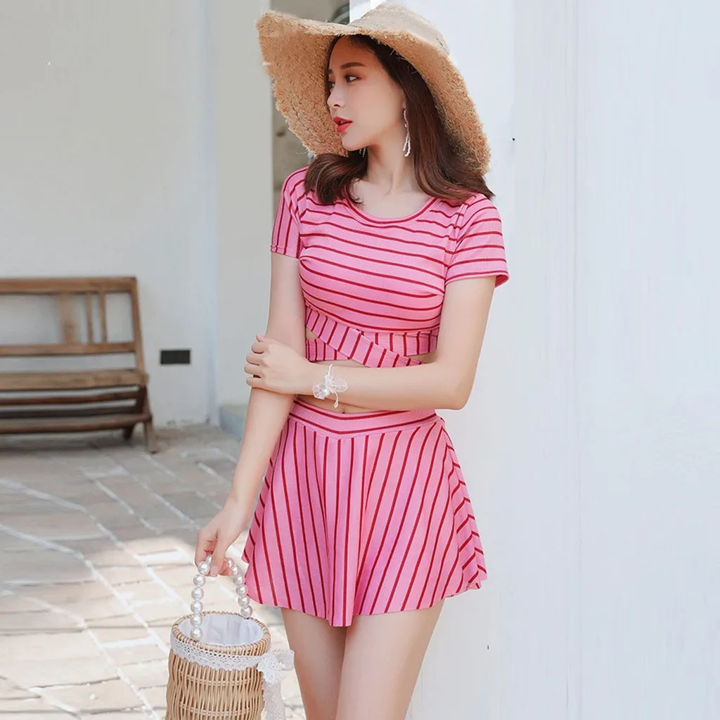 Korean Bikinis Set Women Swimsuits Push Up Solid O neck Bikini Padded Bra New Swimwear Famale Summer Beachwear Bathing suits | Женская