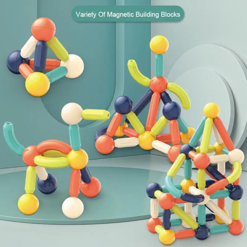 

Children Assembled Magnetic Building Blocks Early Education Puzzle Free Assembly Variety Of Magnetic Bars Gifts For Children Toy