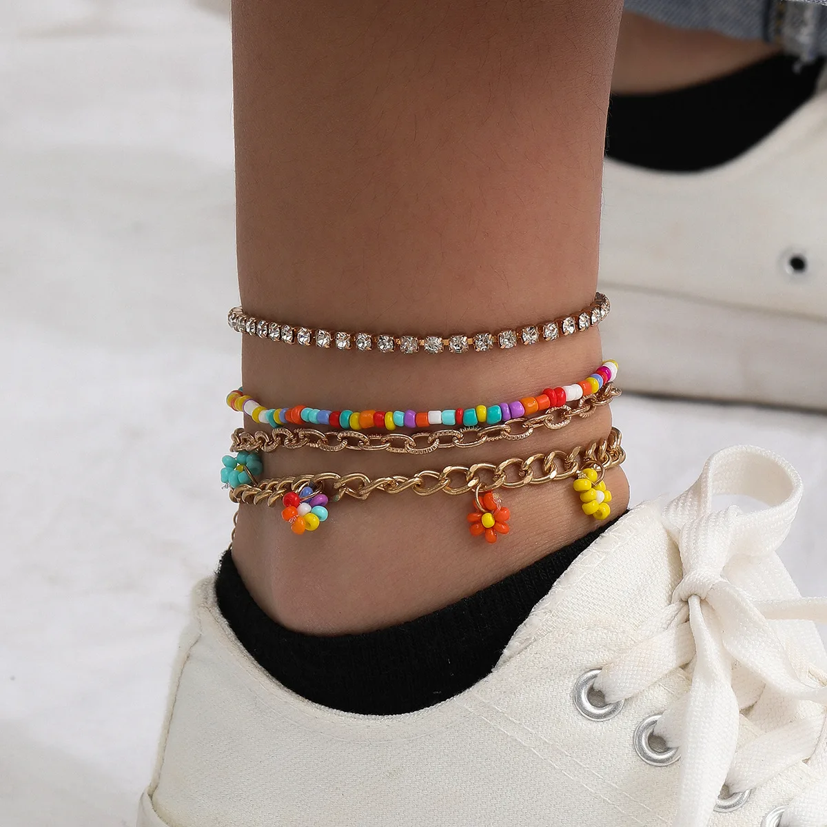 

Bohemian Colorful Seed Beads Anklets For Women Gold Color Summer Ocean Beach Ankle Crystals Bracelet Foot Leg Chain New Jewelry