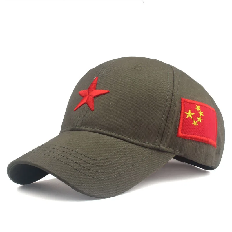 

China Star embroidered baseball cap men's solid baseball hat male/female Chinese flag baseball caps shade bone Dropshipping