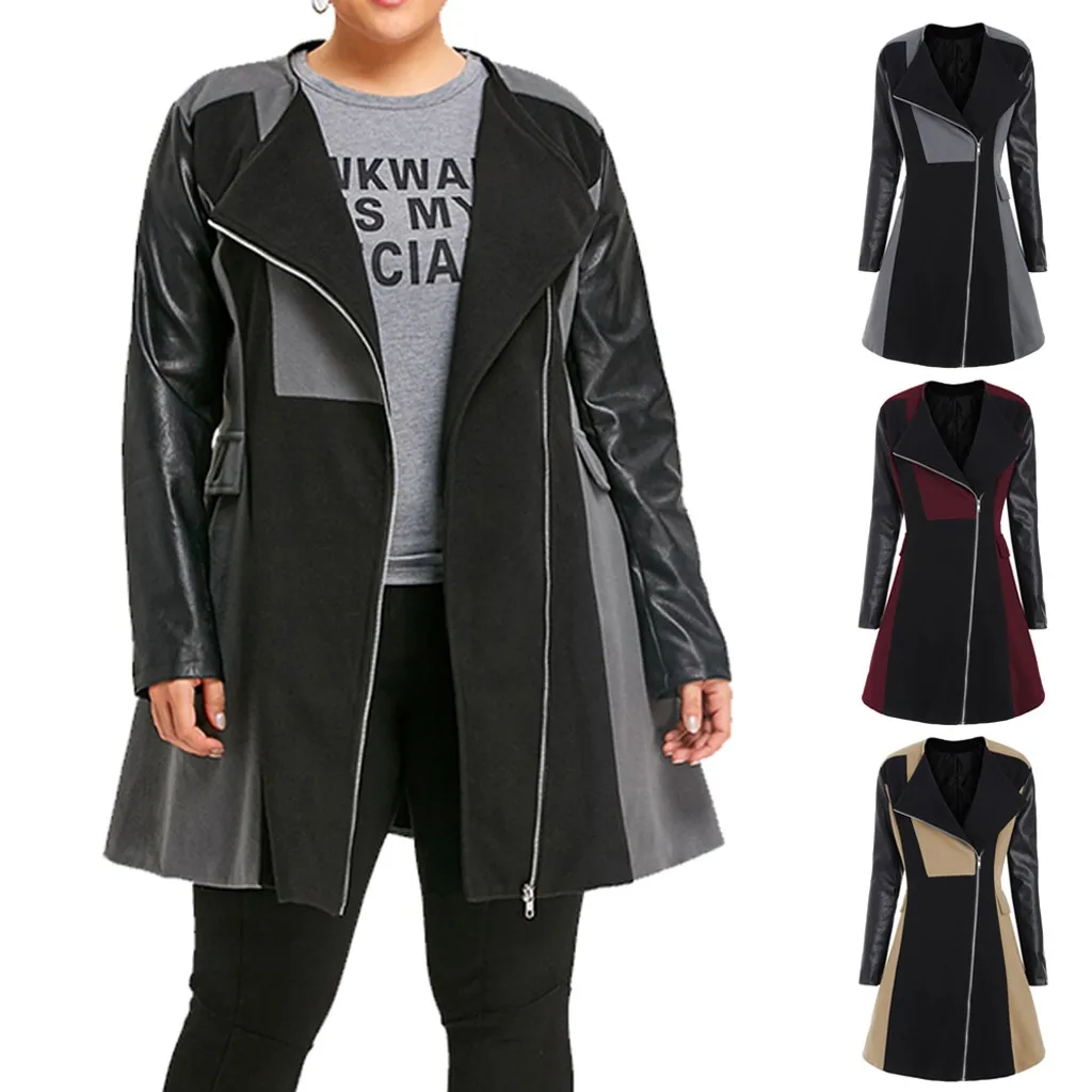 Новинка зимы 2019 модное приталенное женское теплое шерстяное кожаное длинное