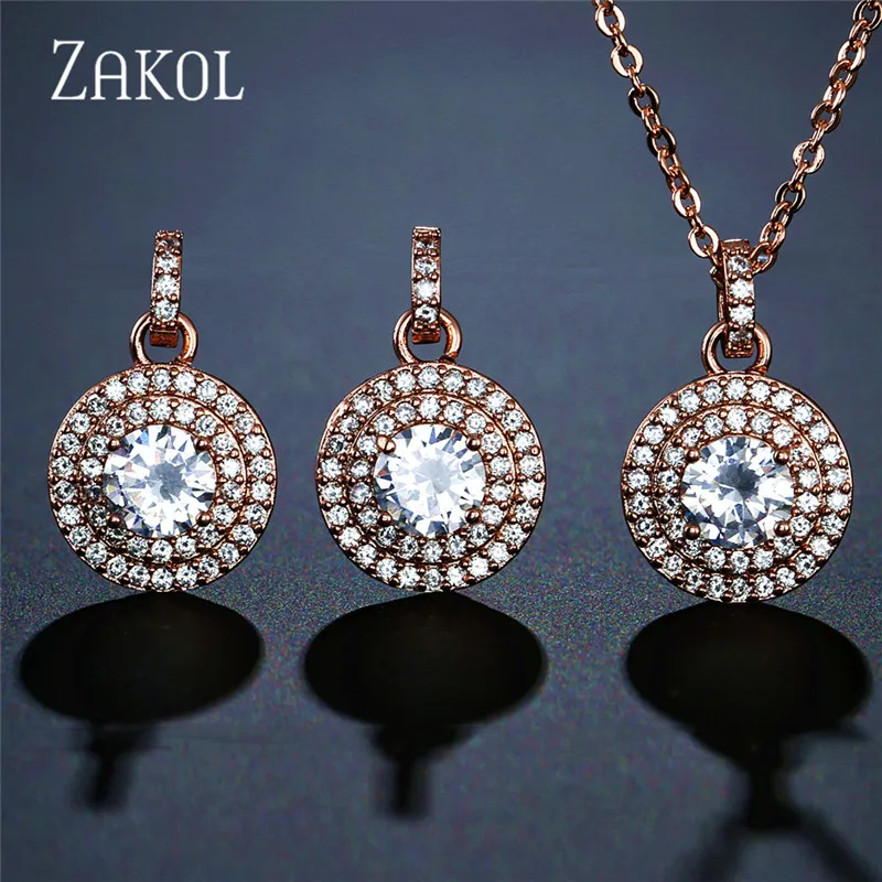 Комплект из колье и серёг с фианитом FSSP3030 | Украшения аксессуары