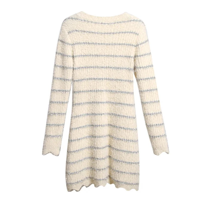 

One Piece Knit Dress Women 2020 Autumn New Long Sleeve Short Knitted Sweater Dresses Woman Slim Korean Office Mini Dress Robe