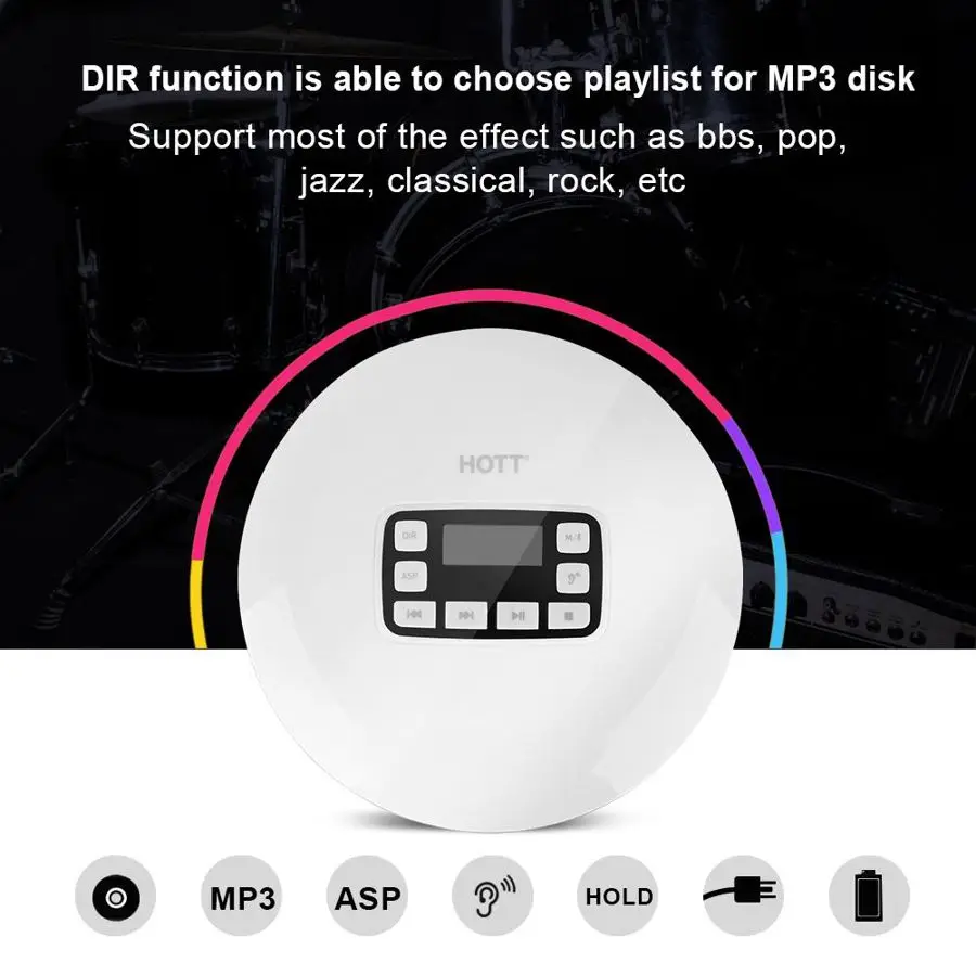 HOTT портативный ударопрочный Bluetooth HIFI стерео CD музыкальный плеер с наушниками