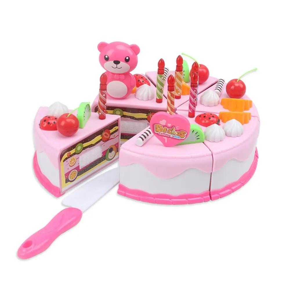 

DIY Cake Toy Kitchen Food Pretend Play Cutting Fruit Birthday Toys Cocina De Juguete Pink Blue For Kid Educational Gift