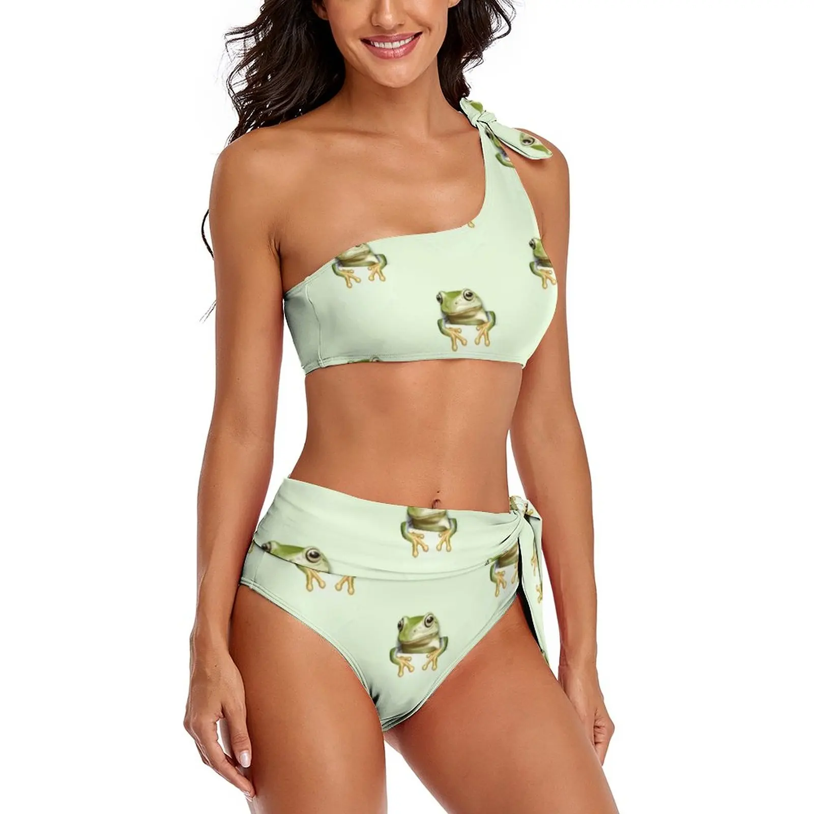 Купальник-бикини лягушка с бантом недорогой разноцветный купальник из 2