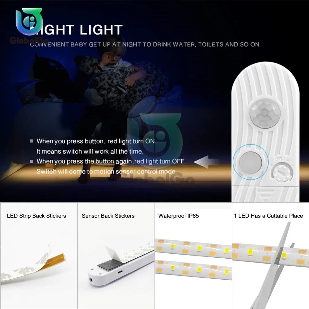 2835 SMD PIR светильник с датчиком движения для Kicthen лампа 1 м 2 м 3 м USB СВЕТОДИОДНЫЙ светильник s Шкаф украшение ночной Светильник