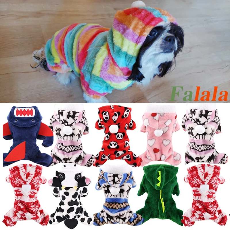 

Soft Fleece Dog Jumpsuit Cute Printing Coat Winter Warm Dog Clothes for Small Dogs Chihuahua Pug Costume French Bulldog Clothing