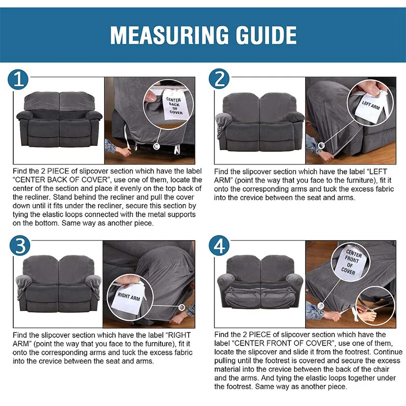 

2 Seater Elastic Recliner Cover Non-slip Relax Armchair Cover Solid Color Massage Armchair Slipcover All-inclusive Couch Covers