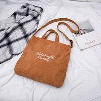 corduroy tote bag shopper bags 2021 women shoulder bags fashion large capacity solid color embroidered letters designer handbags