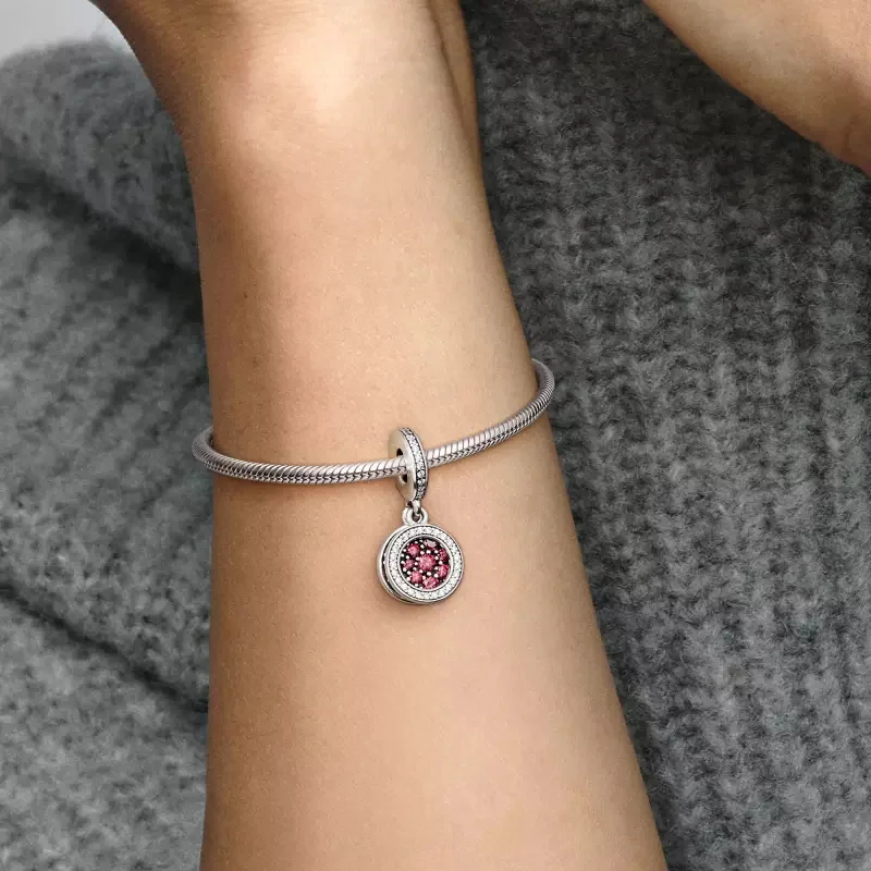 

New 925 Sterling Silver Double Dangle Zircon Charm Pendant Fit Original Pando Bracelet 2021 women DIY jewelry Valentine Day gift
