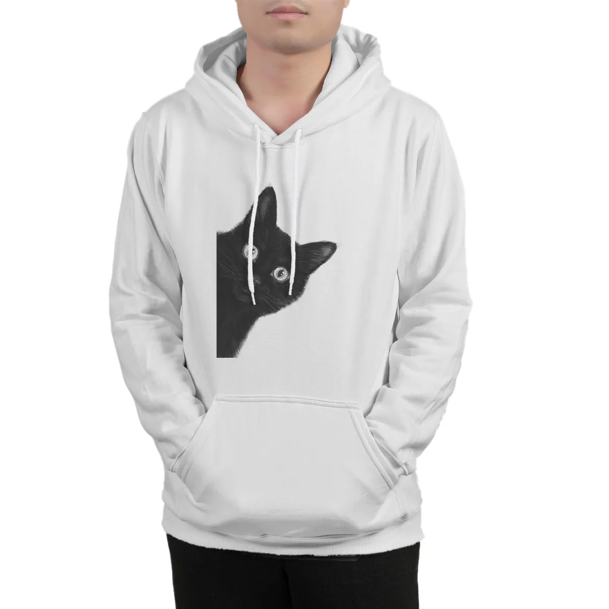 

Men's Hoodie Black catGames Kawaii long Sleeve Oversized Hip-Hop Mens Clothes 37149