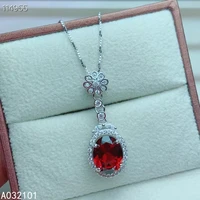 kjjeaxcmy fine jewelry 925 sterling silver natural garnet girl trendy pendant necklace support test chinese style hot selling