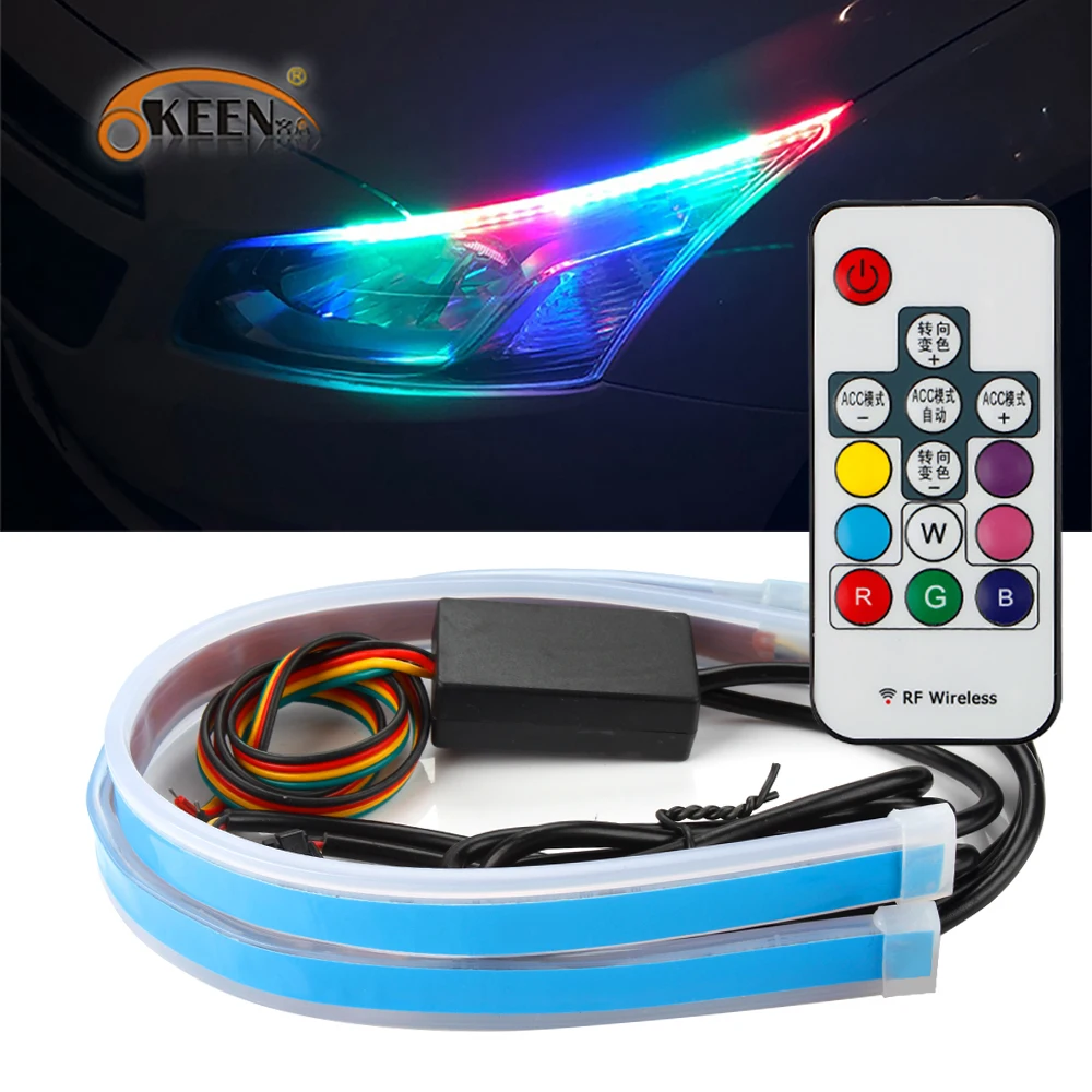OKEEN 12В Автомобильный светодиодный DRL дневные ходовые огни RGB фонарь для фар