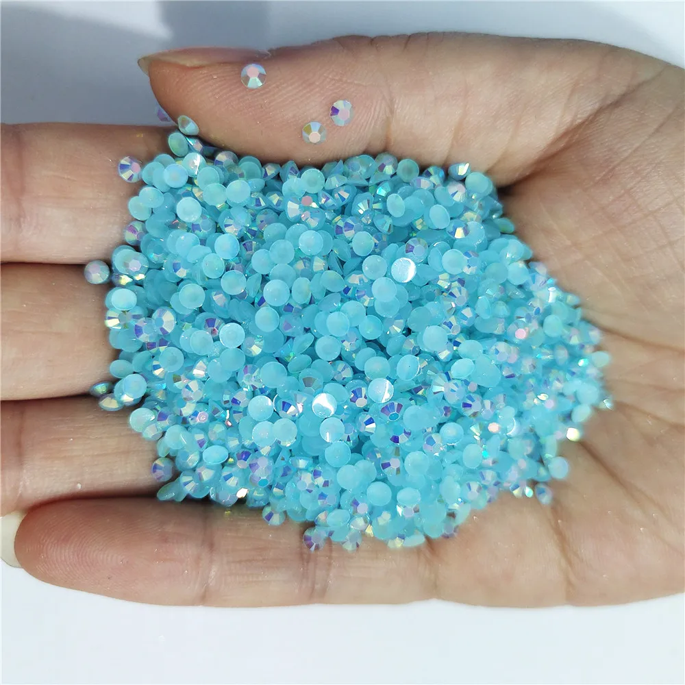 

Jelly Light blue AB Color 2mm,3mm,4mm,5mm,6mm Facets FlatBack Resin Rhinestone Nail Art Garment Decoration Stones/Beads