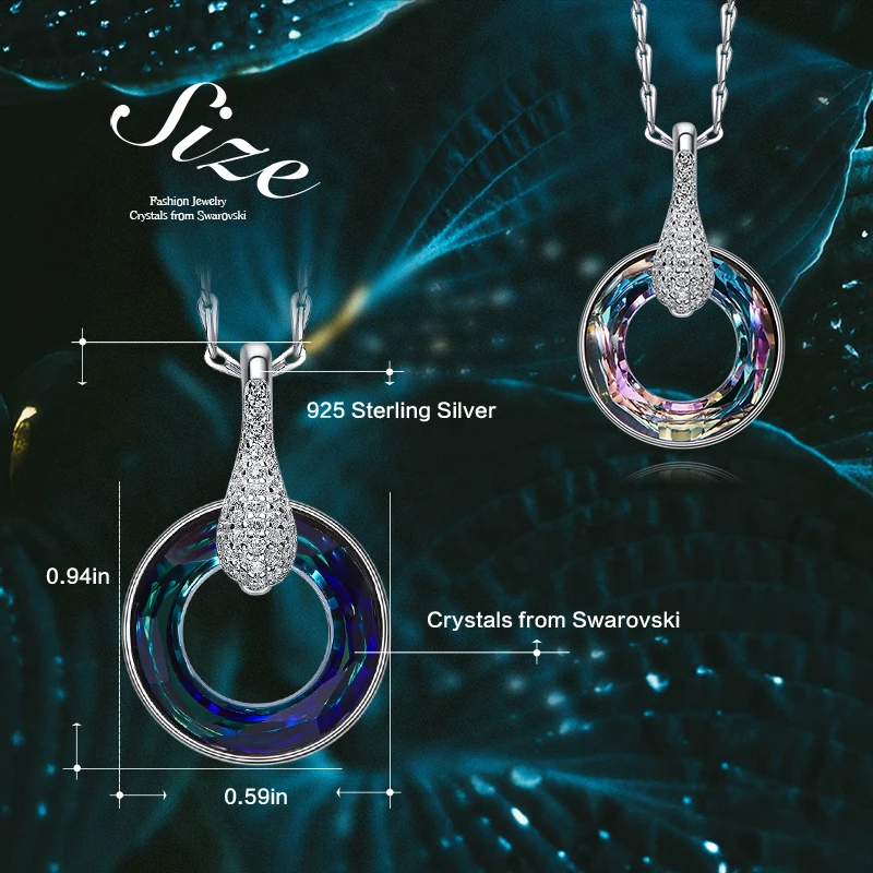 Cdyle колесо обозрения кулон ожерелье с кристаллами круг 925 стерлингового серебра