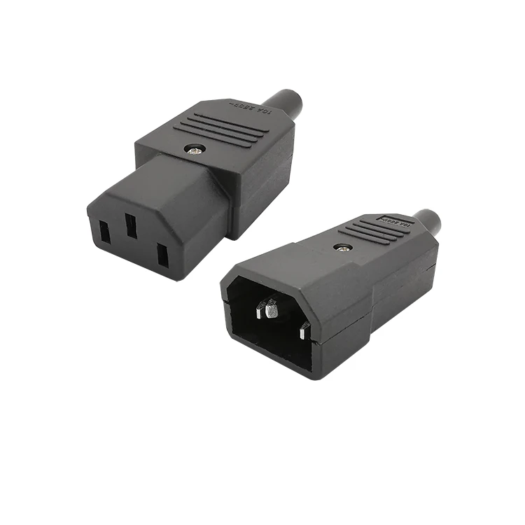 Male-Female Черный IEC 320 C14 штекер для C13 со штекера на гнездо Socket Мощность разъем адаптера 3 pin AC 250V 10A нейлоновый Коннектор с изоляцией - Цвет: Male-Female