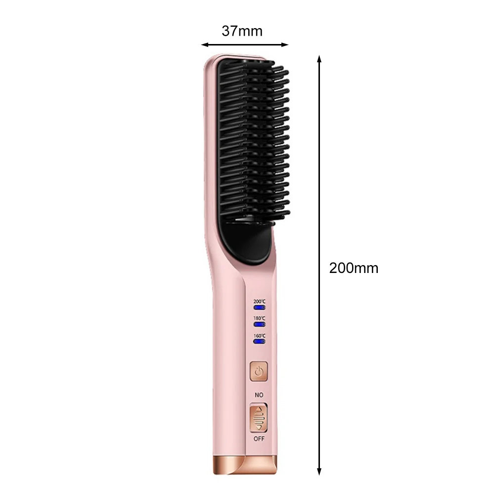 

2 in 1Multifunctional Hair Straightener Portable Curling Comb Mini USB Rechargeable Electric Heating Hair Comb Hair Styling Comb