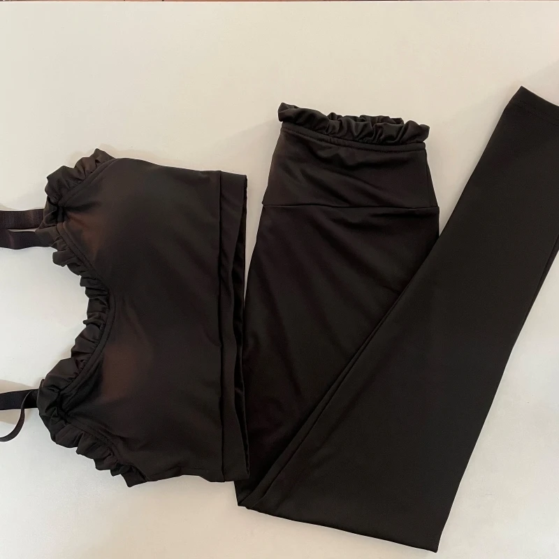 

Two-Piece Yoga Suit Women's Clothing Sports Sets Fitness Outfit Running Leggings Tracksuits Camisole Vest Cropped Tops With Pad