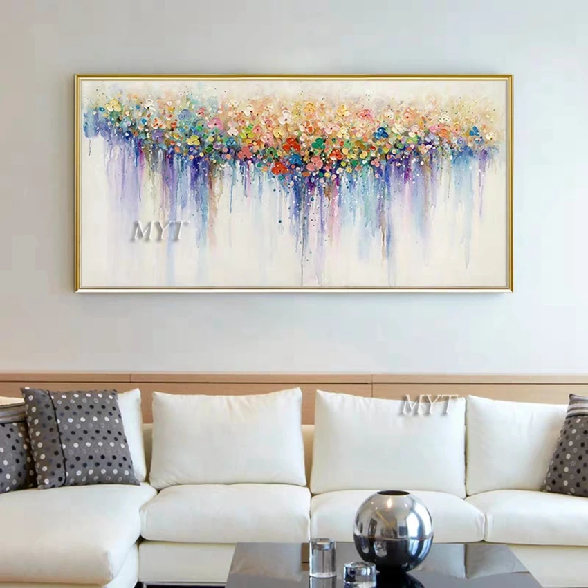 

Free Shipping Abstract Tree Flowers Oil Painting Modern Art Canvas Home Wall Decor Art Hand Painted Living Room Decor Unframed