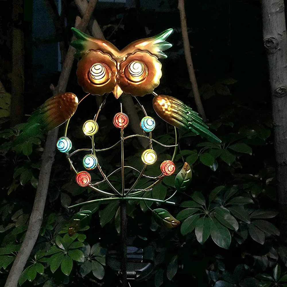 

Садовые водонепроницаемые фонари на солнечной батарее, металлический декоративный садовый светильник в виде совы для дорожек, двора, газон...