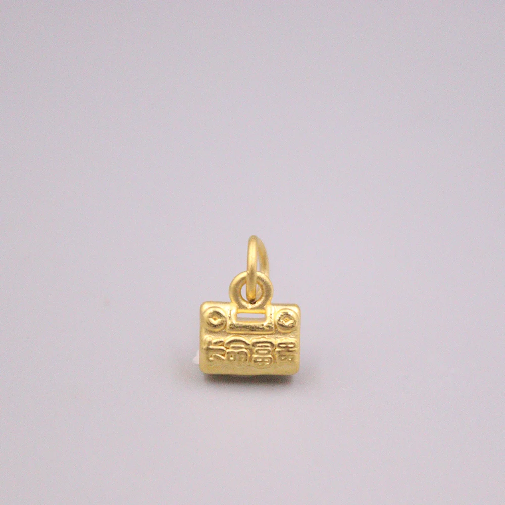 

1PCS Pure 24K Yellow Gold Lovely Longevity Lock-Shape Pendant 12x8mm Smart One Jewelry Blessing