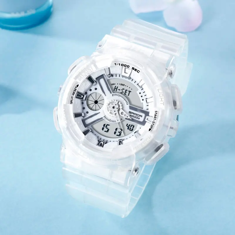 SANDA спортивные наручные часы женские известный бренд двойной дисплей для женщин