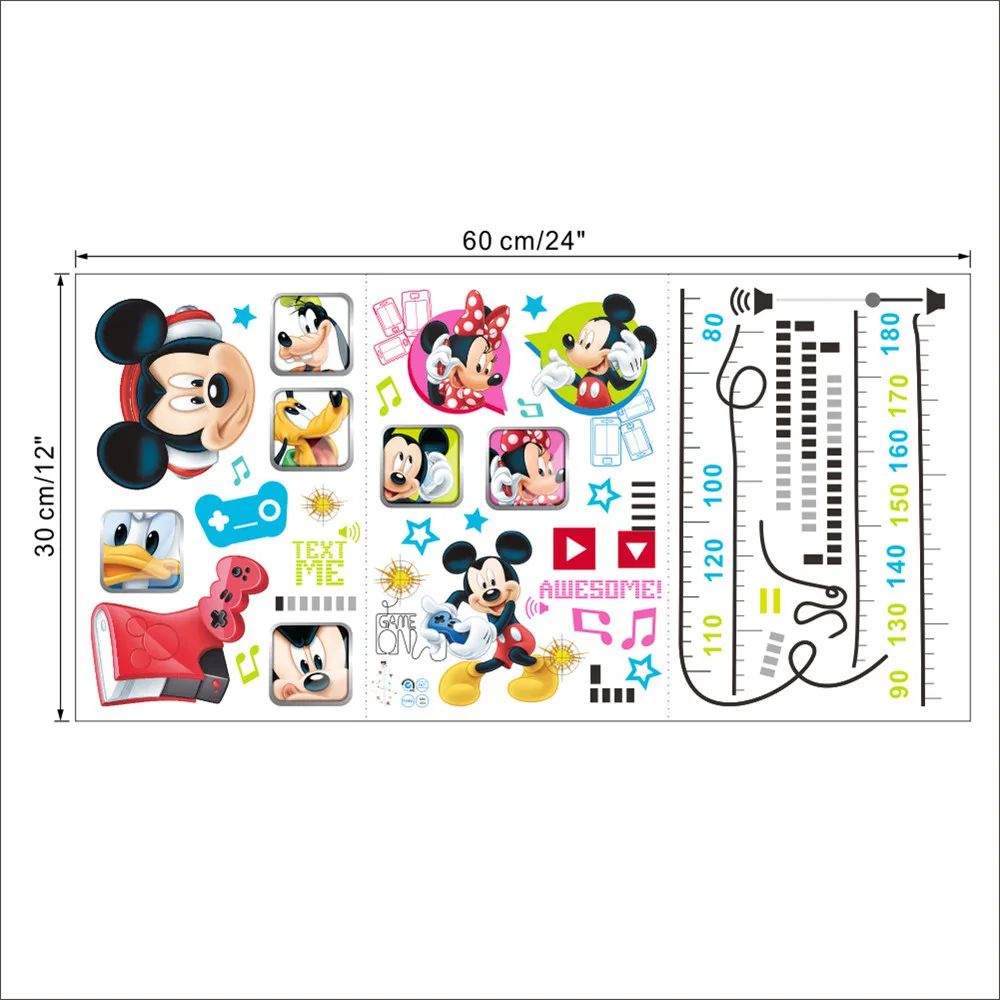 Cartoon Mickey Minnie Mouse Wall Stickers For Kids Girl Room Baby Bedroom Home Decals Wall Art Nursery Amusement Park DIY Poster