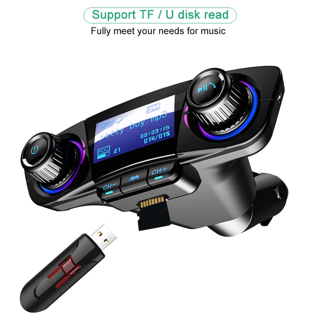 Автомобильный fm-трансмиттер BT mp3-плеер комплект с адаптером для радиоприемника
