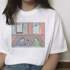 Футболка женская с принтом комиксов, Повседневная Уличная одежда с изображением русской иллюстрации, стиль Харадзюку