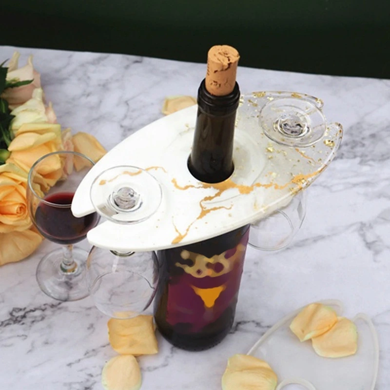 

3Pc Wine Rack Mold DIY Crystal Epoxy Mold Wine Tray Wine Glass Rack Coaster Irregular Silicone Rack Mold with Holes