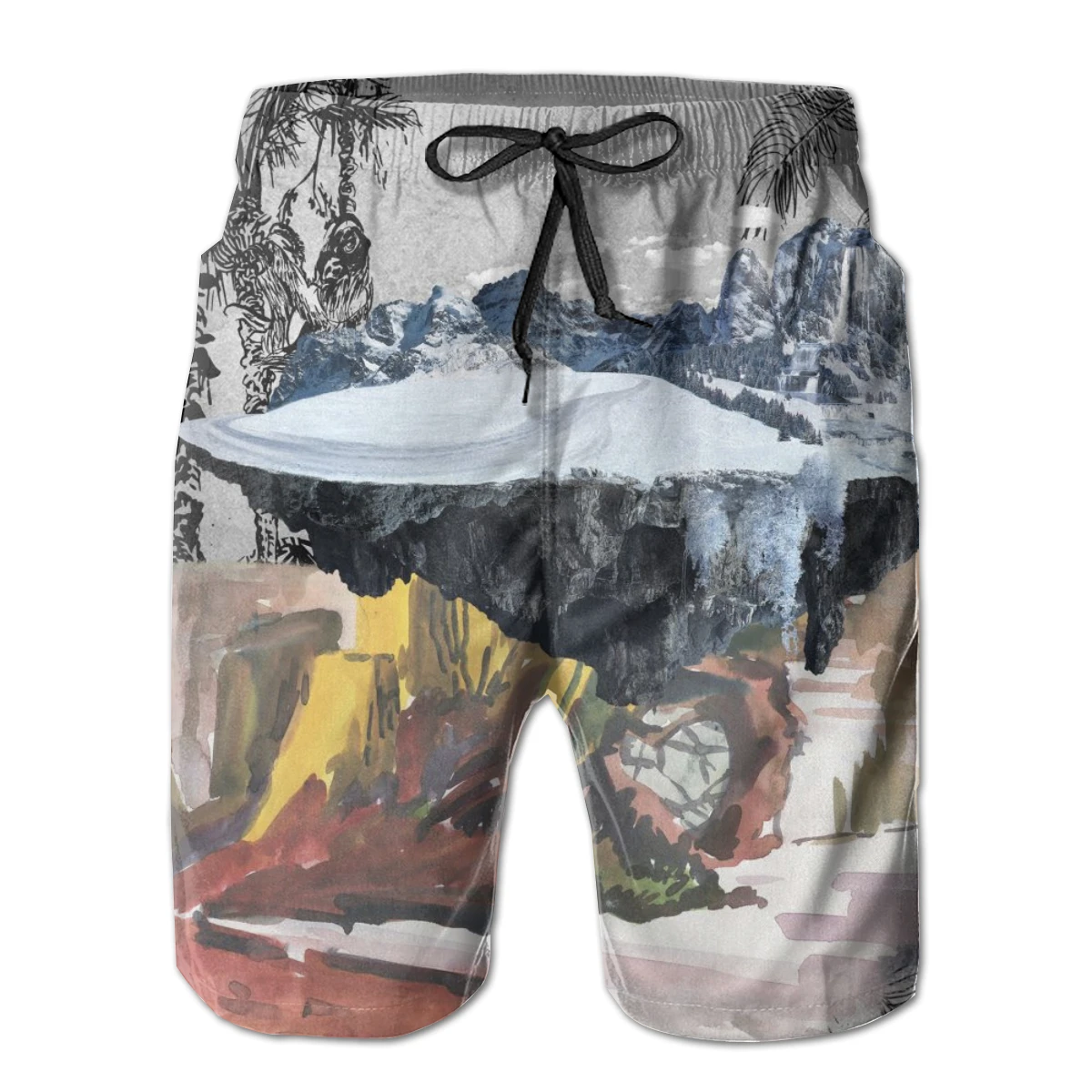

NOISYDESIGNS Summer Mens Swimwear Tropical Landscape Print Mens Beach Board Shorts For Men Swim Trunks Swim Shorts Beach Wear