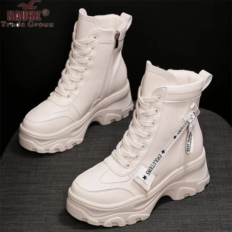 NAUSK/осенне зимние полусапоги увеличивающие рост женские повседневные ботинки