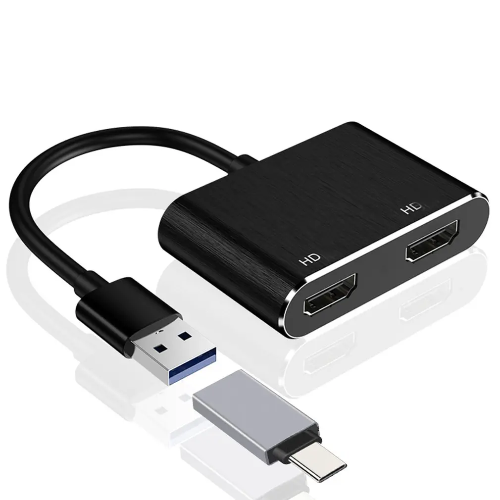 

USB 3.0 to Dual HDMI-compatible Triple Display Adapter USB C Converter USB Docking for MacBook Air 13 Surface Pro 4 Display Port