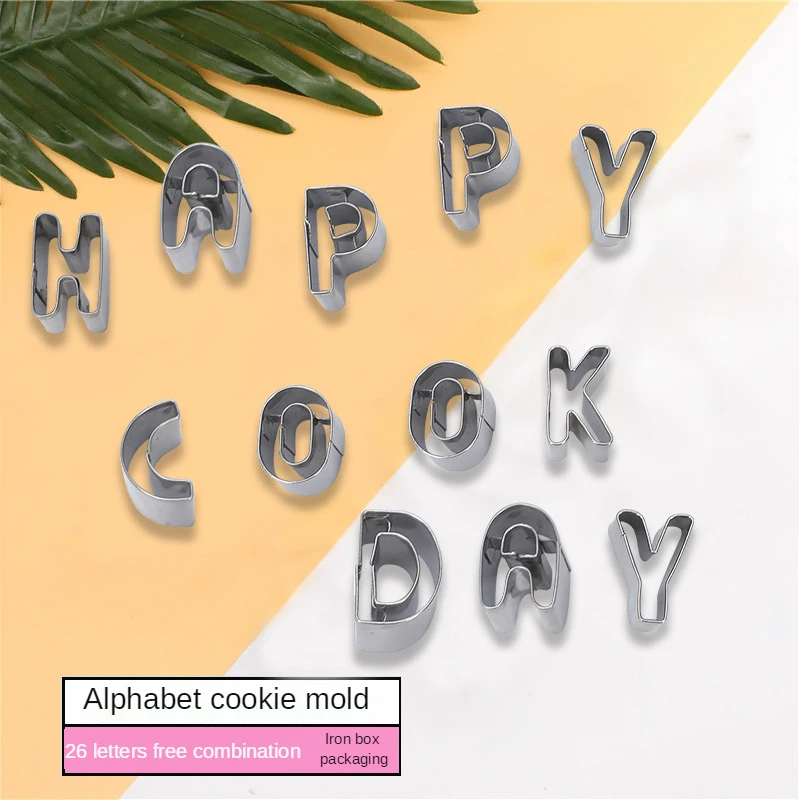 DIY Alphabet Biscuit Mold Stainless Steel 26-piece Baking Tool Creative Kitchen Cake Molds  - buy with discount